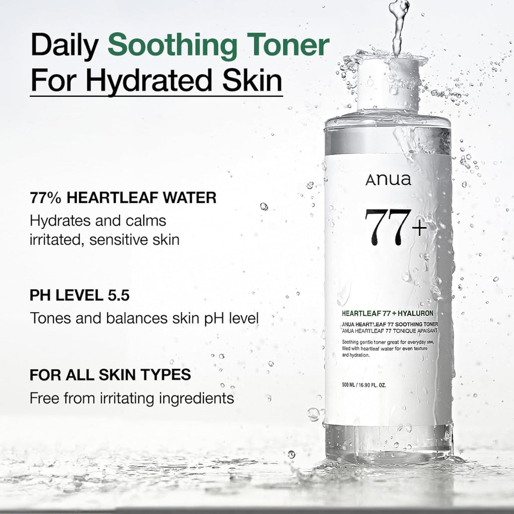 Anua Heartleaf 77 Soothing Toner | pH 5.5 | Hydrating & Calming Toner | 250ml (8.45 fl oz)